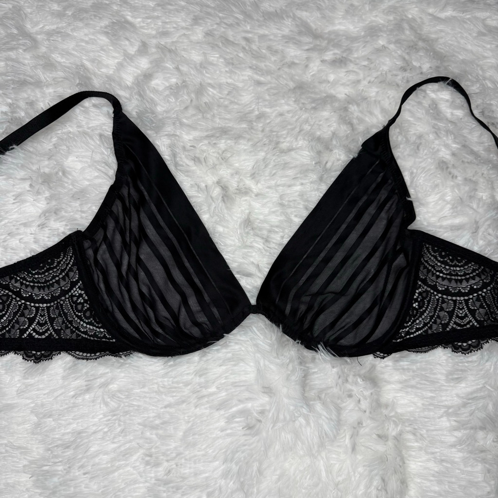 AdoreMe Black Unlined Lace Underwire Bra 36DD